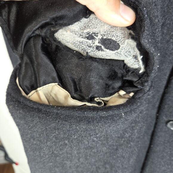 Vintage Jos A Bank Mens Trench Coat Gray Wool Blend Fall Winter Cold Weather - Picture 11 of 16